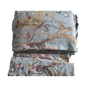 Pottery Barn Organic Cotton Full Queen Duvet Cover SET Blue Bird Floral 3 Cases